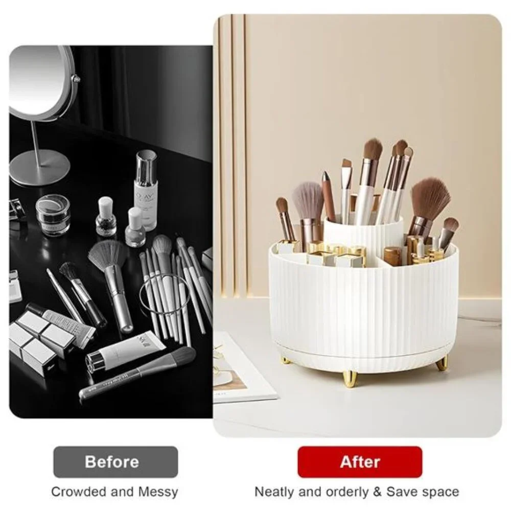 Makeup Brush Holder Organizer,360° Rotating Makeup Brush Organizer,5 Slot
